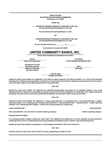 Miniature United Community Bank 10-Q Rapport trimestriel  