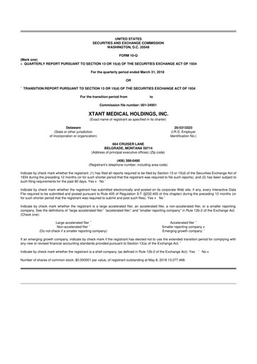 Thumbnail Xtant Medical 10-Q Quarterly Report FY2018 