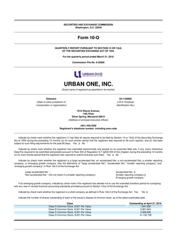 Thumbnail Urban One
 10-Q Quarterly Report FY2018 