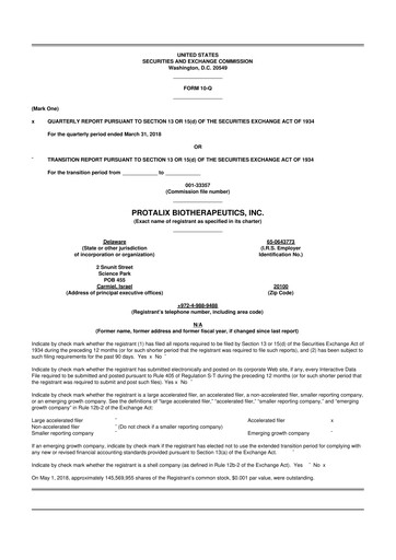 Thumbnail Protalix BioTherapeutics
 10-Q Quarterly Report FY2018 