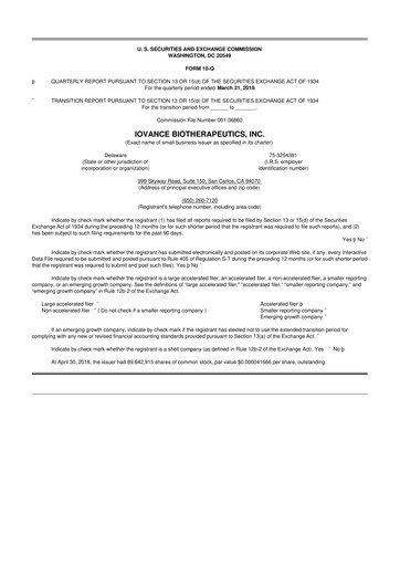Thumbnail Iovance Biotherapeutics
 10-Q Quarterly Report FY2018 