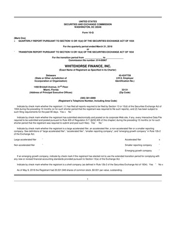 Vorschaubild WhiteHorse Finance 10-Q Quartalsbericht  