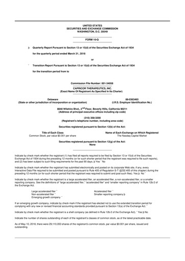 Thumbnail Capricor Therapeutics
 10-Q Quarterly Report FY2018 