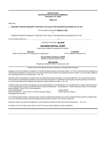 Thumbnail Sachem Capital
 10-Q Quarterly Report FY 