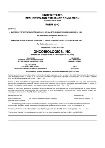 Thumbnail Outlook Therapeutics
 10-Q Quarterly Report FY2018 