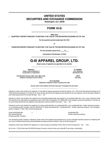 Thumbnail G-III Apparel Group 10-Q Quarterly Report FY2019 