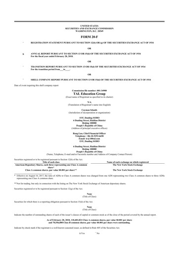 Thumbnail TAL Education Group 20-F Annual Report 2018