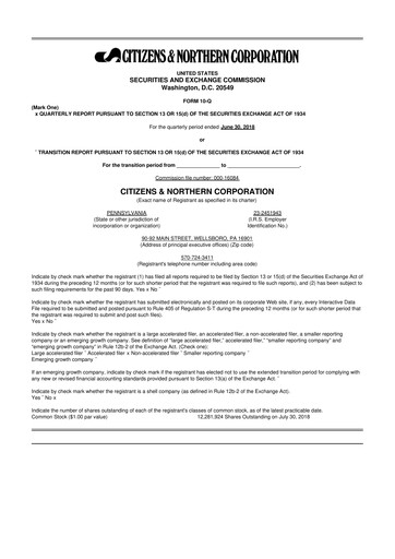Thumbnail Citizens & Northern Corp 10-Q Quarterly Report FY2018 
