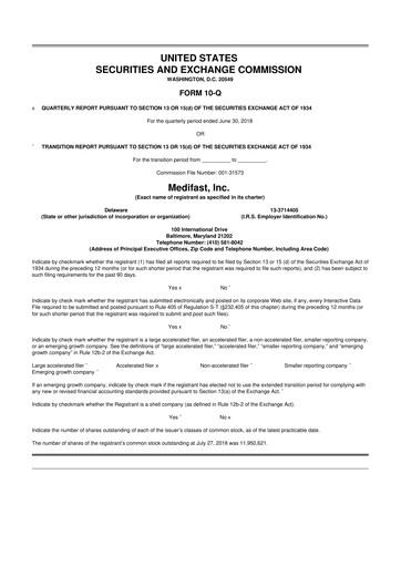 Thumbnail Medifast 10-Q Quarterly Report FY2018 