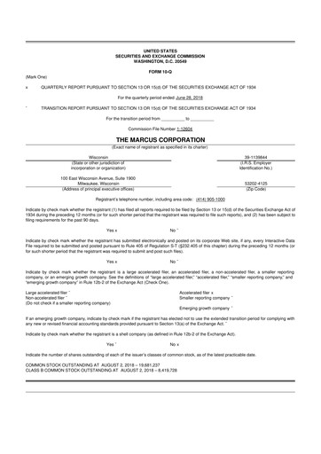 Thumbnail Marcus Corporation
 10-Q Quarterly Report FY2018 