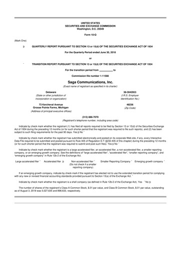 Thumbnail Saga Communications 10-Q Quarterly Report FY2018 