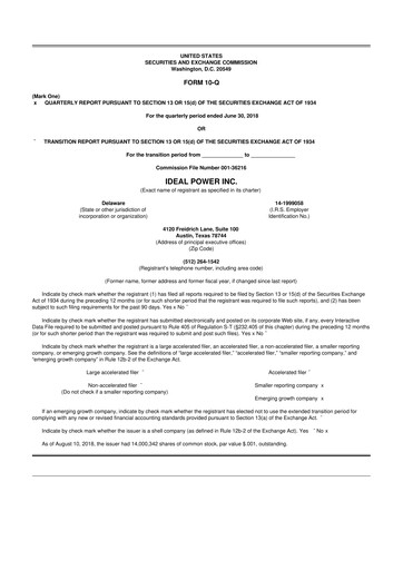 Thumbnail Ideal Power 10-Q Quarterly Report FY 