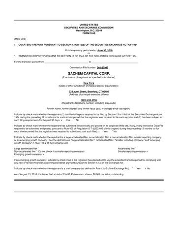 Thumbnail Sachem Capital
 10-Q Quarterly Report FY 