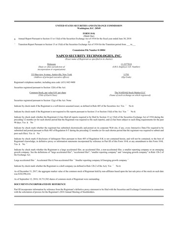 Thumbnail NAPCO Security Technologies 10-K Annual Report 2018