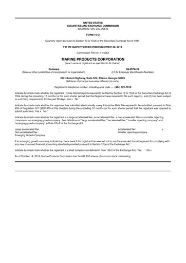 Miniature Marine Products Corporation 10-Q Rapport trimestriel  