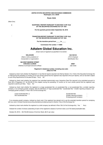 Thumbnail Adtalem Global Education
 10-Q Quarterly Report FY2019 