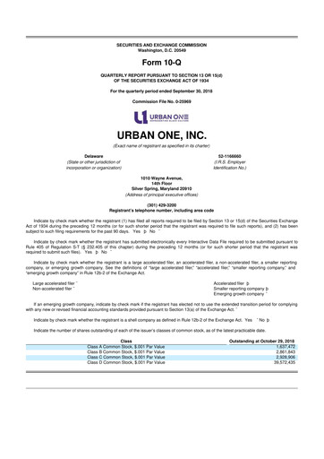 Thumbnail Urban One
 10-Q Quarterly Report FY2018 