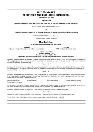 Thumbnail Medifast 10-Q Quarterly Report FY2018 