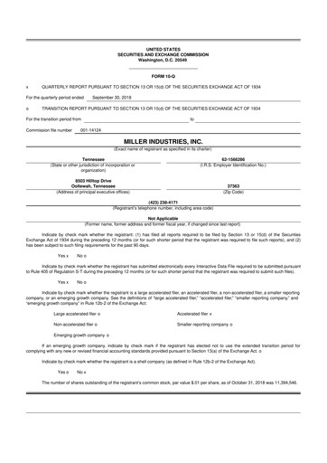 Thumbnail Miller Industries 10-Q Quarterly Report FY2018 