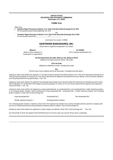 Vorschaubild Hawthorn Bancshares 10-Q Quartalsbericht  