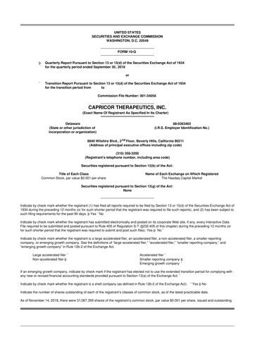 Thumbnail Capricor Therapeutics
 10-Q Quarterly Report FY2018 