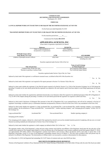 Thumbnail Applied DNA Sciences
 10-K Annual Report 2018