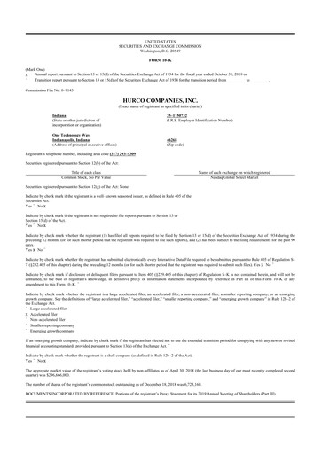 Thumbnail Hurco Companies 10-K Annual Report 2018