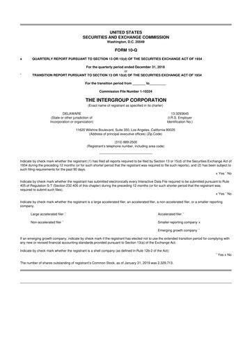 Thumbnail The InterGroup Corporation 10-Q Quarterly Report FY2019 