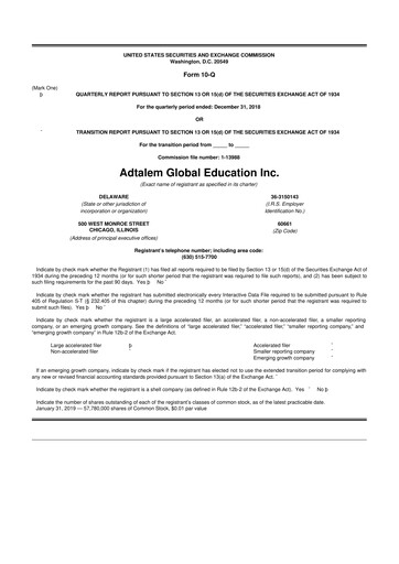Thumbnail Adtalem Global Education
 10-Q Quarterly Report FY2019 