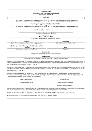 Thumbnail Rezolute 10-Q Quarterly Report FY2019 