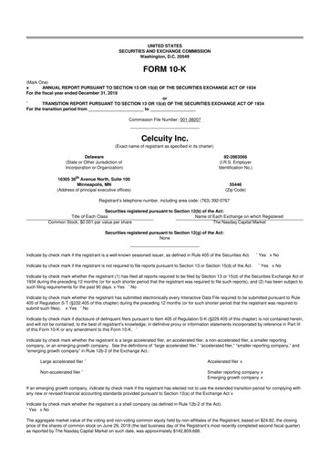 Vorschaubild Celcuity Inc. 10-K Jahresbericht 2018