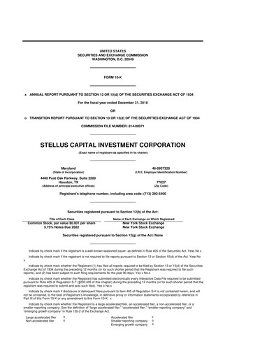 Thumbnail Stellus Capital Investment Corporation 10-K Annual Report 