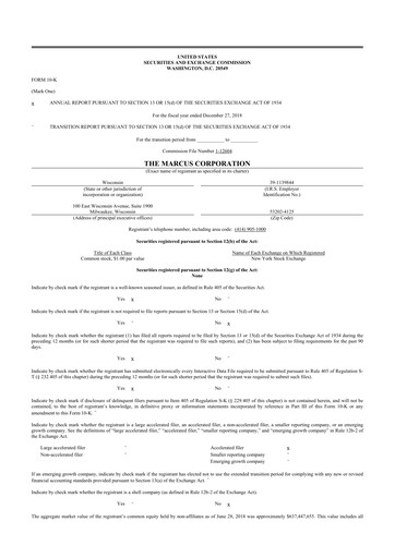 Thumbnail Marcus Corporation
 10-K Annual Report 2018