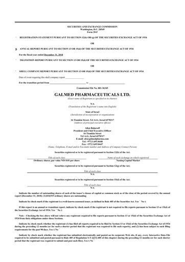 Thumbnail Galmed Pharmaceuticals
 20-F Annual Report 2018