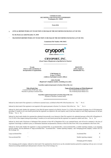 Thumbnail CryoPort 10-K Annual Report 2018