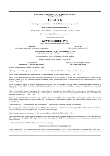 Thumbnail Weyco Group 10-K Annual Report 2018