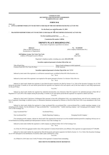 Thumbnail Trinity Place Holdings
 10-K Annual Report 2018