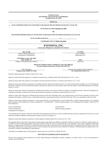 Thumbnail Eyenovia 10-K Annual Report 2018