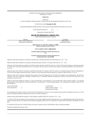 Thumbnail KULR Technology Group 10-K Annual Report 2018