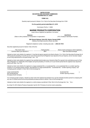 Miniature Marine Products Corporation 10-Q Rapport trimestriel  