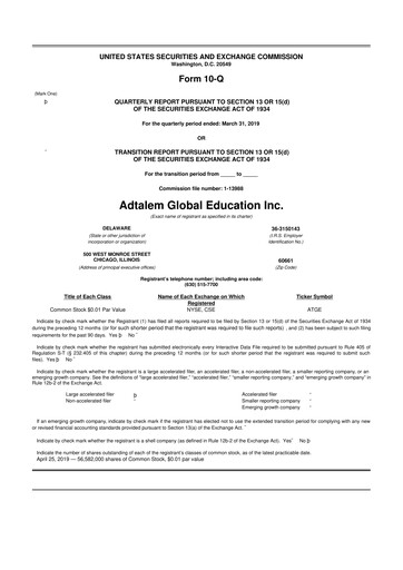 Thumbnail Adtalem Global Education
 10-Q Quarterly Report FY2019 