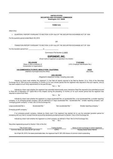 Thumbnail Exponent
 10-Q Quarterly Report FY2019 