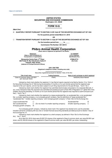 Thumbnail Phibro Animal Health
 10-Q Quarterly Report FY2019 