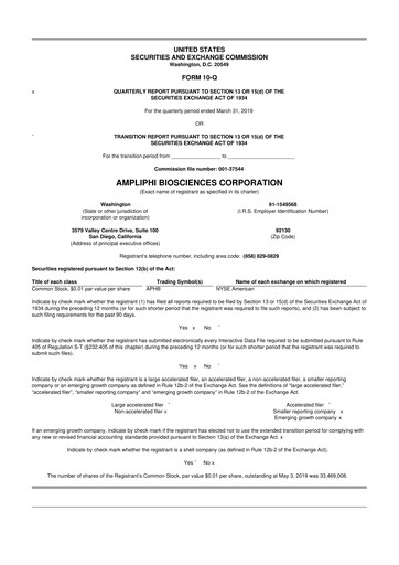 Miniature Armata Pharmaceuticals 10-Q Rapport trimestriel 2019 