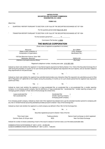 Thumbnail Marcus Corporation
 10-Q Quarterly Report FY2019 
