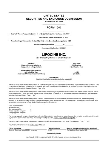 Thumbnail Lipocine 10-Q Quarterly Report FY2019 