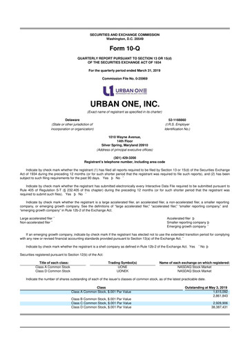 Thumbnail Urban One
 10-Q Quarterly Report FY2019 