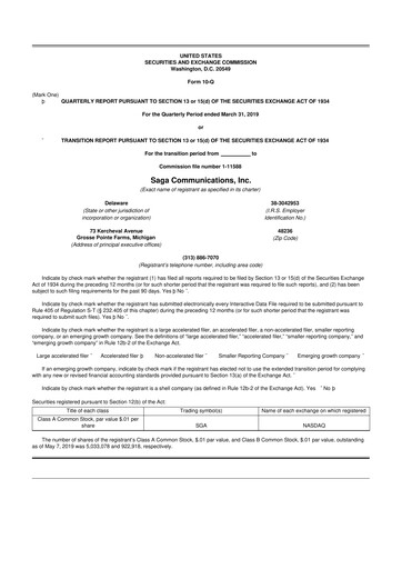 Thumbnail Saga Communications 10-Q Quarterly Report FY2019 