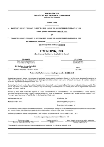 Thumbnail Eyenovia 10-Q Quarterly Report FY2019 