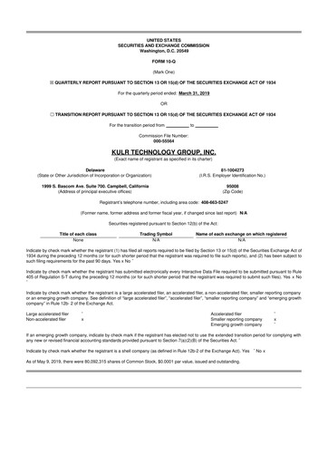 Thumbnail KULR Technology Group 10-Q Quarterly Report FY2019 